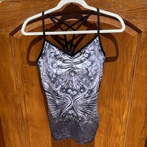 PrAna Top Women Boho Butterfly Print Racerback Athletic Built In Bra (Small)